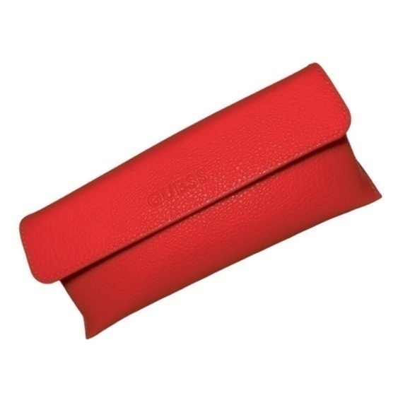 GUESS RED VEGAN LEATHER SUNGLASSES CASE - Picture 1 of 3